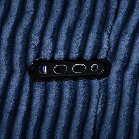 كرسي استرخاء هزاز ودوار قماش مخمل أزرق غامق مع منفذ USB كرسي استرخاء هزاز ودوار قماش مخمل أزرق غامق مع منفذ USB