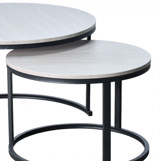 طقم طاولات خدمة 2 قطعة خشبي رمادي طقم طاولات خدمة 2 قطعة خشبي رمادي