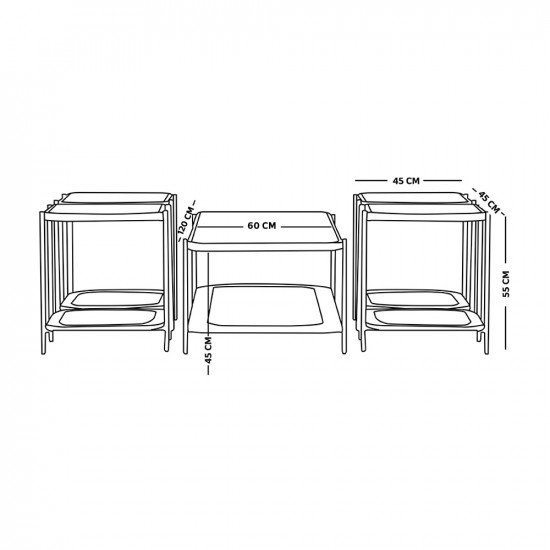 طقم طاولات خدمة 5 قطع من الزجاج والراتان
