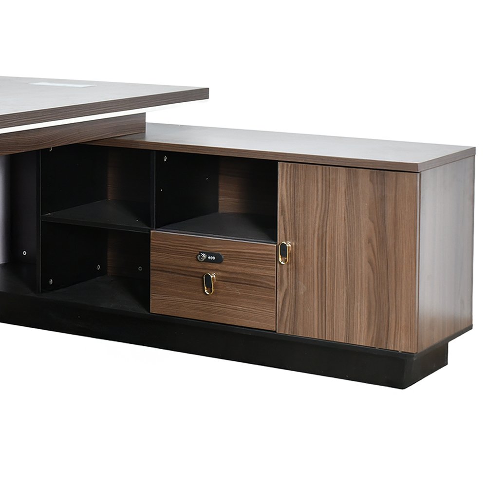 مكتب خشبي تنفيذي مودرن مع وحدات تخزين بني مكتب خشبي تنفيذي مودرن مع وحدات تخزين بني