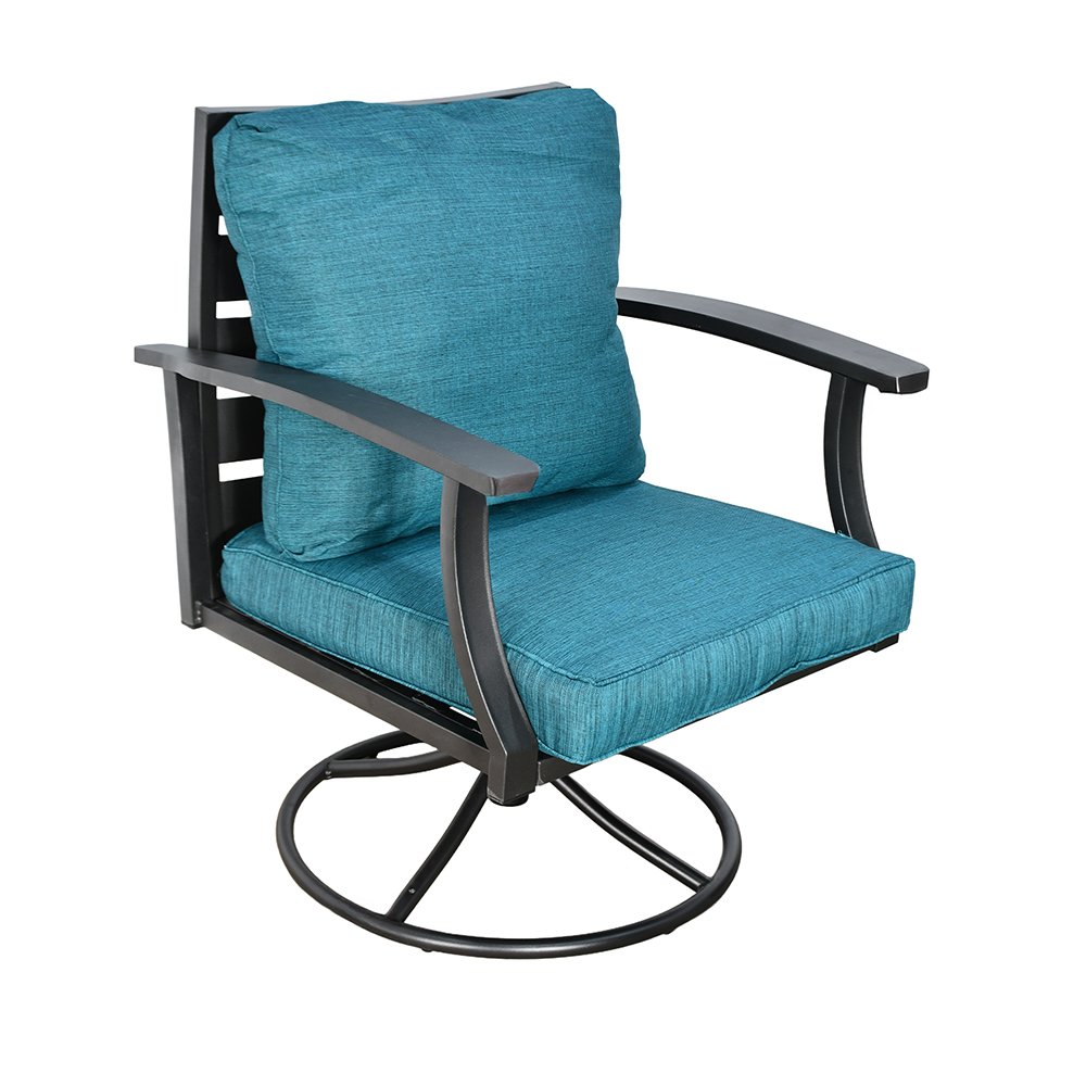 جلسة خارجية معدنية 4 مقاعد كراسي دوارة مع طاولة