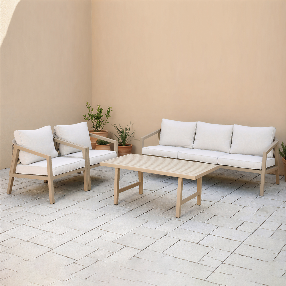 جلسة خارجية معدنية مودرن 5 مقعد وطاولة كافيه