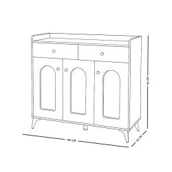 دولاب بوفيه خشب بأبواب زجاجية 100 سم