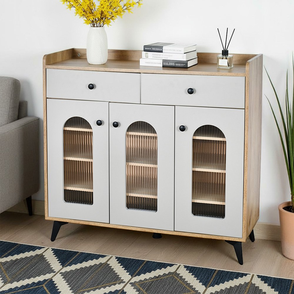 دولاب بوفيه خشب بأبواب زجاجية 100 سم دولاب بوفيه خشب بأبواب زجاجية 100 سم