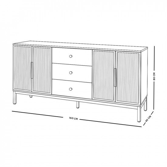 دولاب بوفيه مودرن خشبي بأبواب زجاجية بني 160 سم