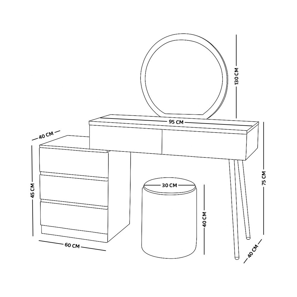 طاولة زينة بمرآة مضيئة وسطح زجاجي أبيض طاولة زينة بمرآة مضيئة وسطح زجاجي أبيض