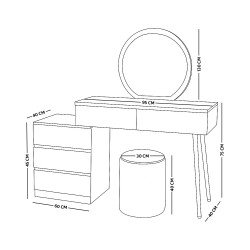 طاولة زينة بمرآة مضيئة وسطح زجاجي أبيض طاولة زينة بمرآة مضيئة وسطح زجاجي أبيض