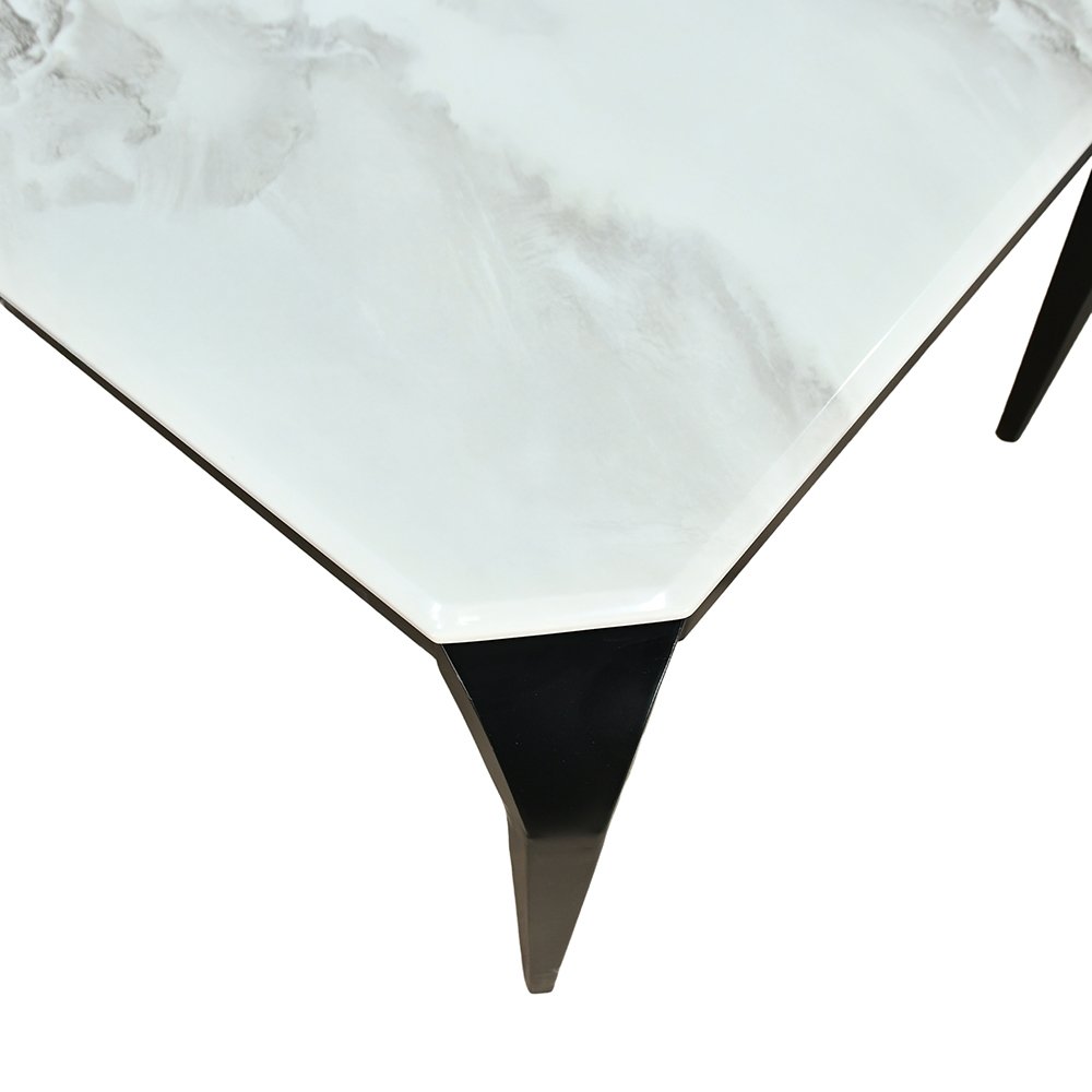 طاولة طعام رخام بأرجل معدنية 4 كراسي رمادي