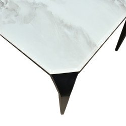 طاولة طعام رخام بأرجل معدنية 4 كراسي رمادي