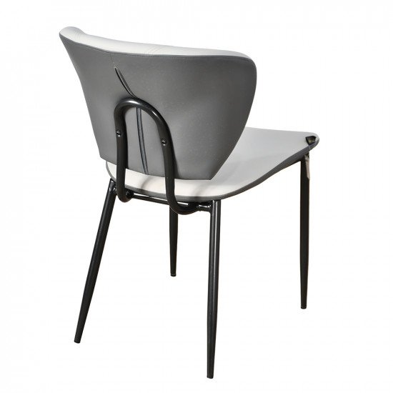 كرسي مفرد مودرن جلد بأرجل معدنية رمادي