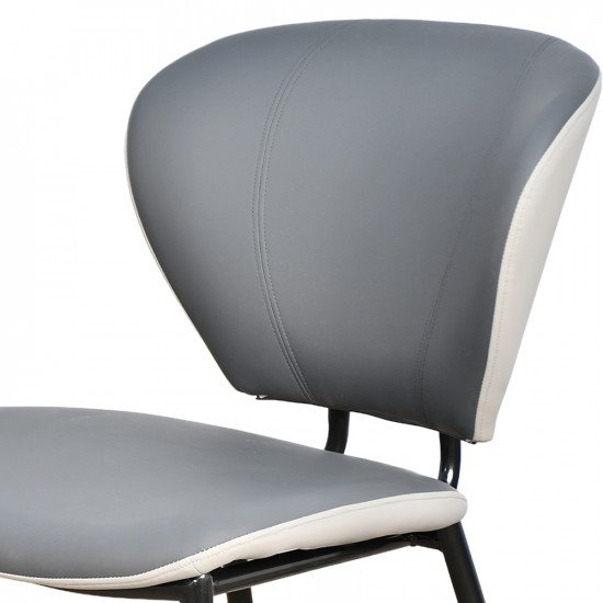 كرسي مفرد مودرن جلد بأرجل معدنية رمادي