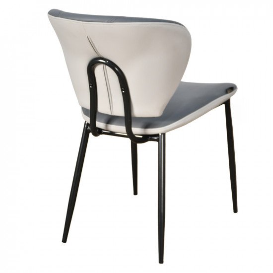 كرسي مفرد مودرن جلد بأرجل معدنية رمادي