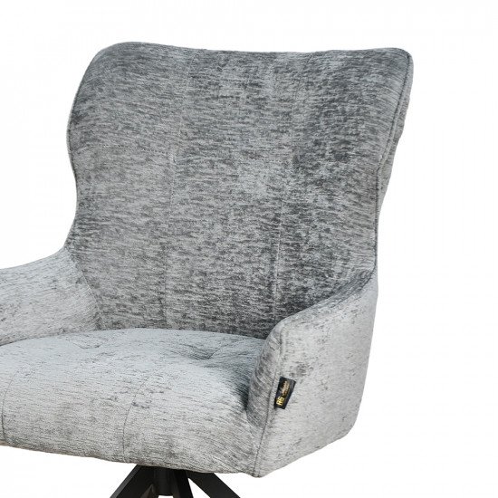 كرسي مفرد قماشي بقاعدة معدنية رمادي غامق