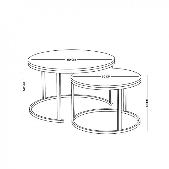 طقم طاولات خدمة 2 قطعة خشبي رمادي