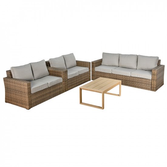 جلسة خاجية 7 مقاعد راتان وطاولة معدنية كافيه