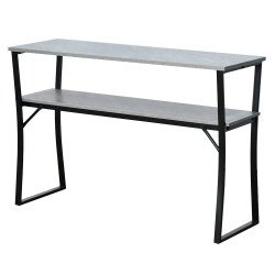 مدخل أستقبال خشبي 2 دور بهيكل معدني رمادي