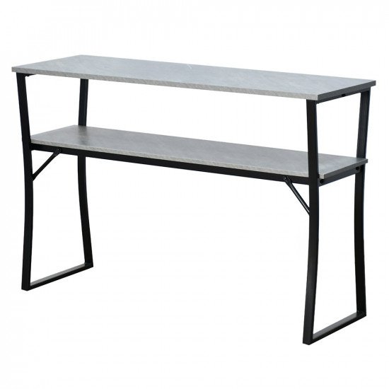 مدخل أستقبال خشبي 2 دور بهيكل معدني رمادي