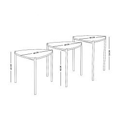 طقم طاولات خدمة 3 قطع خشب بأرجل معدنية