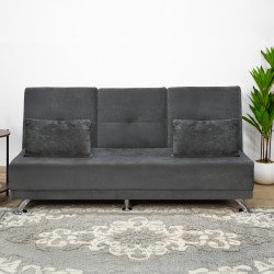 كنبة قابلة للتعديل إلى سرير بطاولة مدمجة - رمادي غامق كنبة قابلة للتعديل إلى سرير بطاولة مدمجة - رمادي غامق