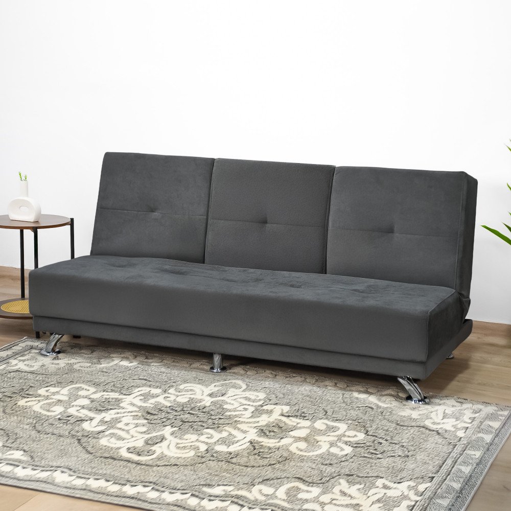 كنبة قابلة للتعديل إلى سرير بطاولة مدمجة - رمادي غامق