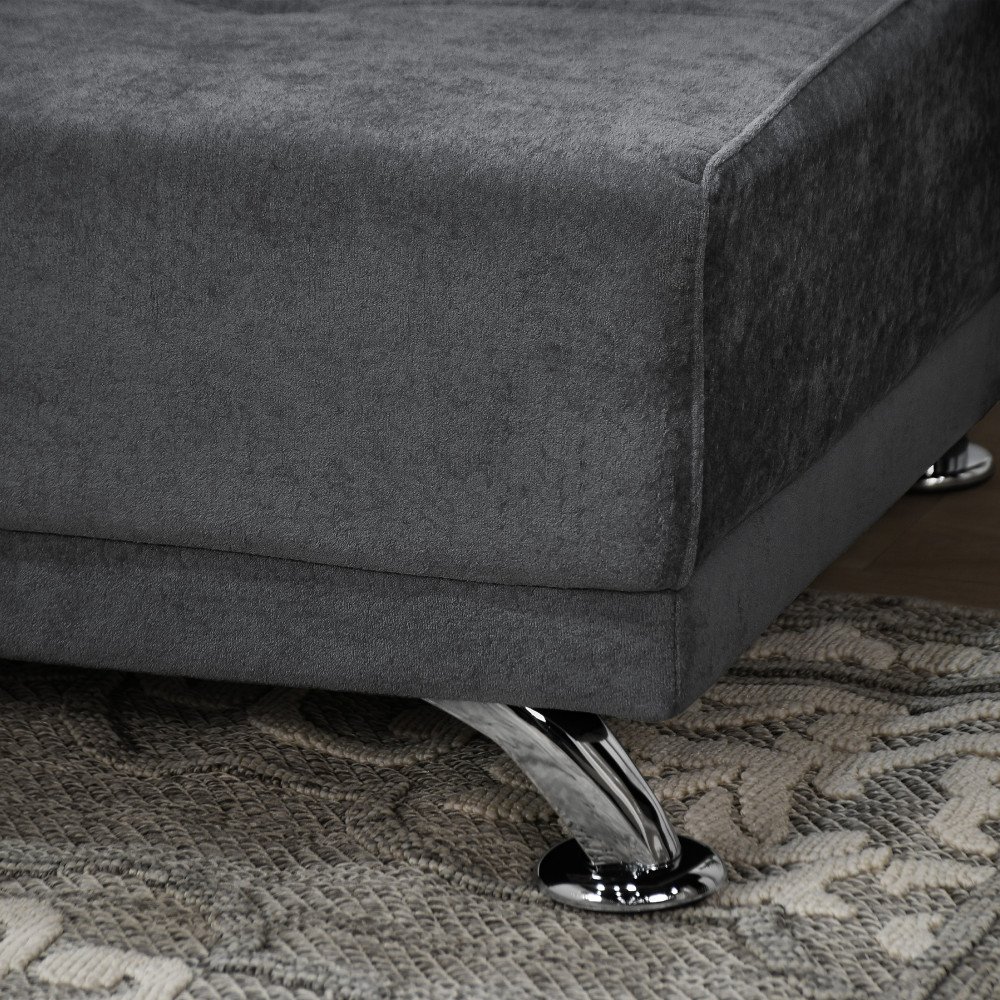 كنبة قابلة للتعديل إلى سرير بطاولة مدمجة - رمادي غامق