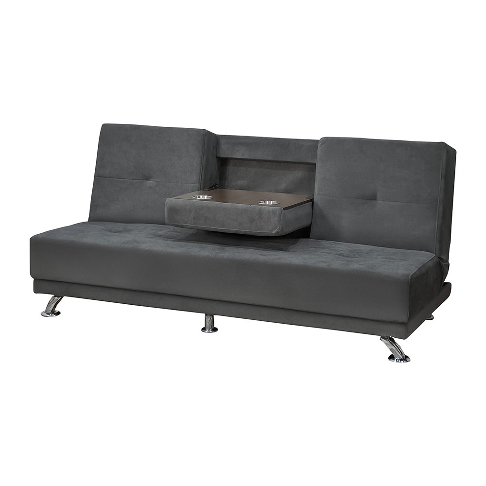 كنبة قابلة للتعديل إلى سرير بطاولة مدمجة - رمادي غامق