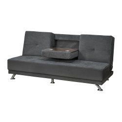 كنبة قابلة للتعديل إلى سرير بطاولة مدمجة - رمادي غامق