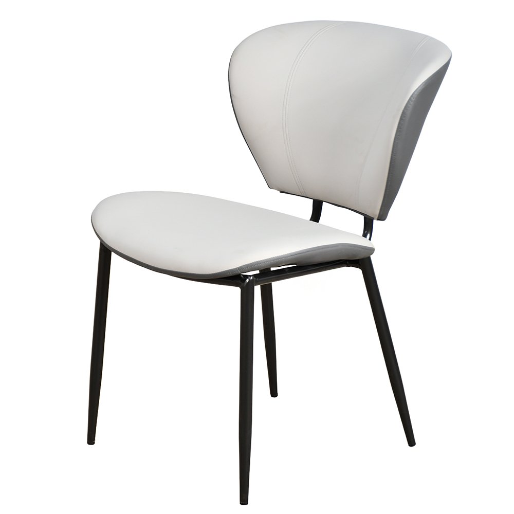 كرسي مفرد مودرن جلد بأرجل معدنية رمادي