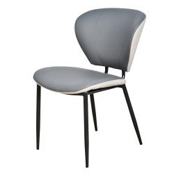 كرسي مفرد مودرن جلد بأرجل معدنية رمادي