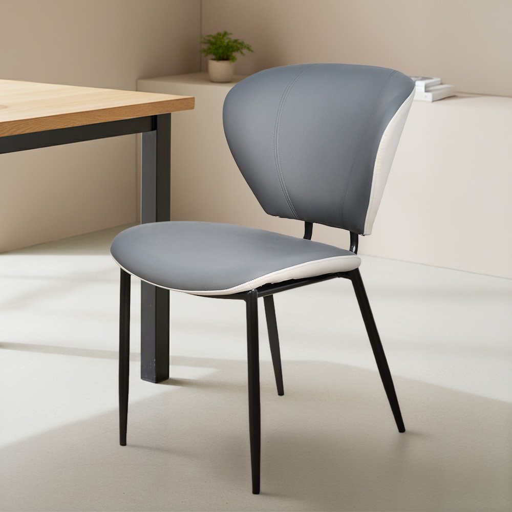 كرسي مفرد مودرن جلد بأرجل معدنية رمادي كرسي مفرد مودرن جلد بأرجل معدنية رمادي