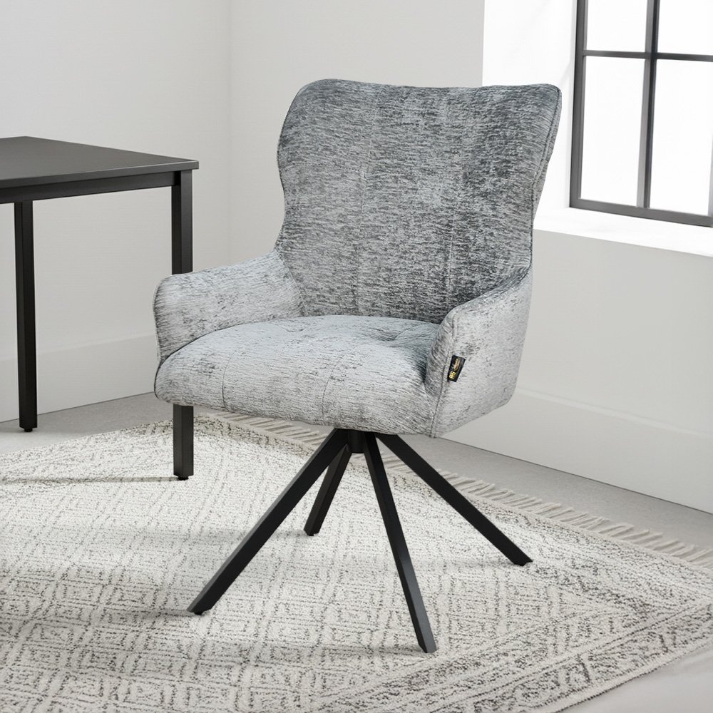 كرسي مفرد قماشي بقاعدة معدنية رمادي غامق كرسي مفرد قماشي بقاعدة معدنية رمادي غامق