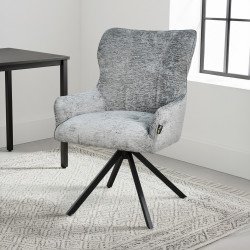 كرسي مفرد قماشي بقاعدة معدنية رمادي غامق