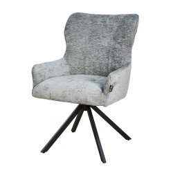 كرسي مفرد قماشي بقاعدة معدنية رمادي غامق