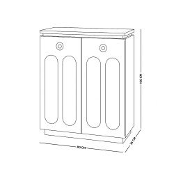 دولاب متعدد الاستخدام خشب بسطح زجاج 80 سم