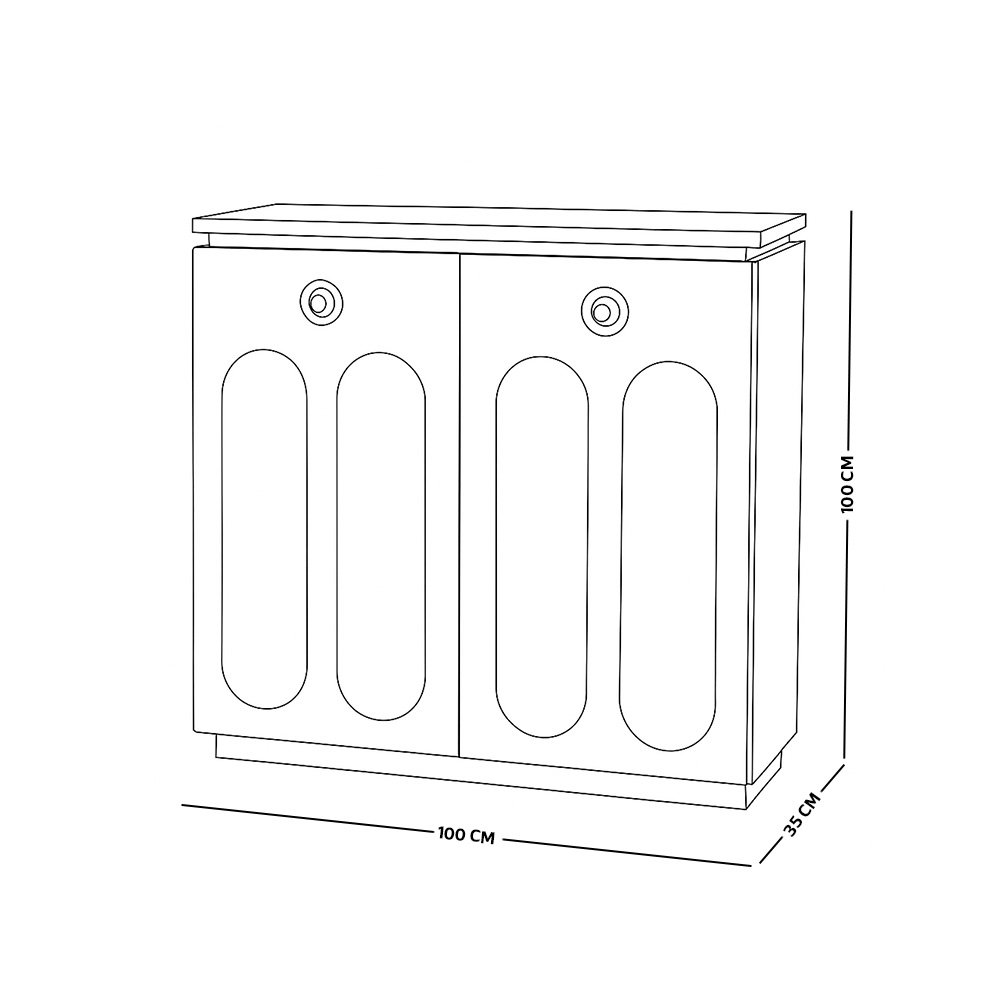دولاب متعدد الاستخدام خشب بسطح زجاج 100  سم
