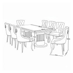 طاولة طعام رخام فاخرة 8 كراسي بقاعدة معدنية ذهبية