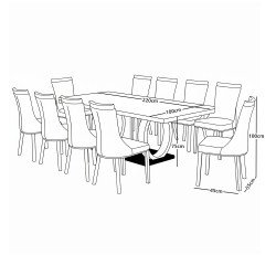 طاولة طعام رخام فاخرة 10 كراسي بقاعدة معدنية ذهبية