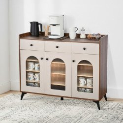 دولاب بوفيه خشب بأبواب زجاجية 120 سم دولاب بوفيه خشب بأبواب زجاجية 120 سم