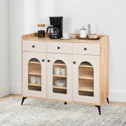 دولاب بوفيه خشب بأبواب زجاجية 120 سم دولاب بوفيه خشب بأبواب زجاجية 120 سم