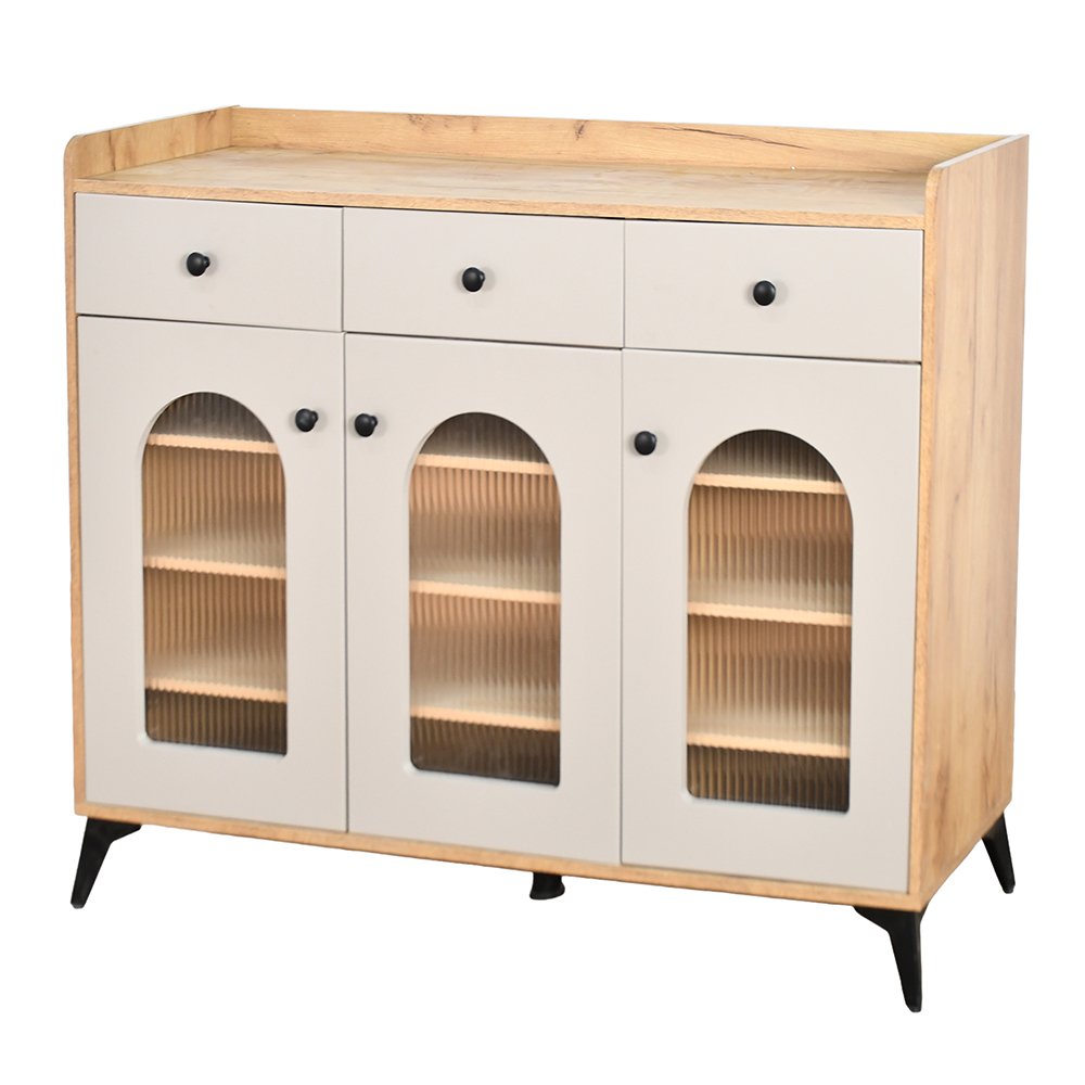 دولاب بوفيه خشب بأبواب زجاجية 120 سم دولاب بوفيه خشب بأبواب زجاجية 120 سم