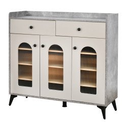 دولاب بوفيه خشب بأبواب زجاجية 100 سم دولاب بوفيه خشب بأبواب زجاجية 100 سم