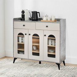 دولاب بوفيه خشب بأبواب زجاجية 100 سم دولاب بوفيه خشب بأبواب زجاجية 100 سم