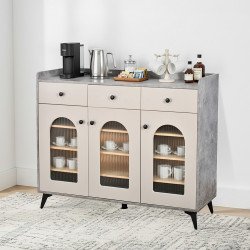 دولاب بوفيه خشب بأبواب زجاجية 120 سم دولاب بوفيه خشب بأبواب زجاجية 120 سم