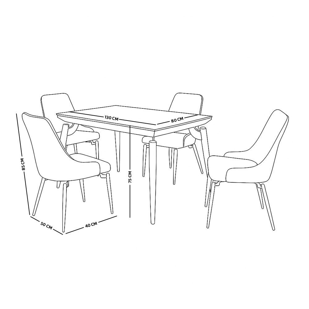 طاولة طعام رخام بأرجل معدنية 4 كراسي رمادي