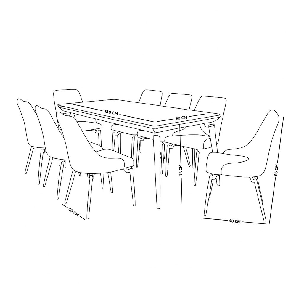 طاولة طعام رخام بأرجل معدنية 8 كراسي رمادي طاولة طعام رخام بأرجل معدنية 8 كراسي رمادي