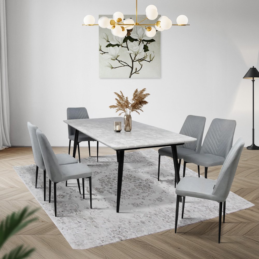 طاولة طعام خشب وارجل معدنية 6 كراسي طاولة طعام خشب وارجل معدنية 6 كراسي