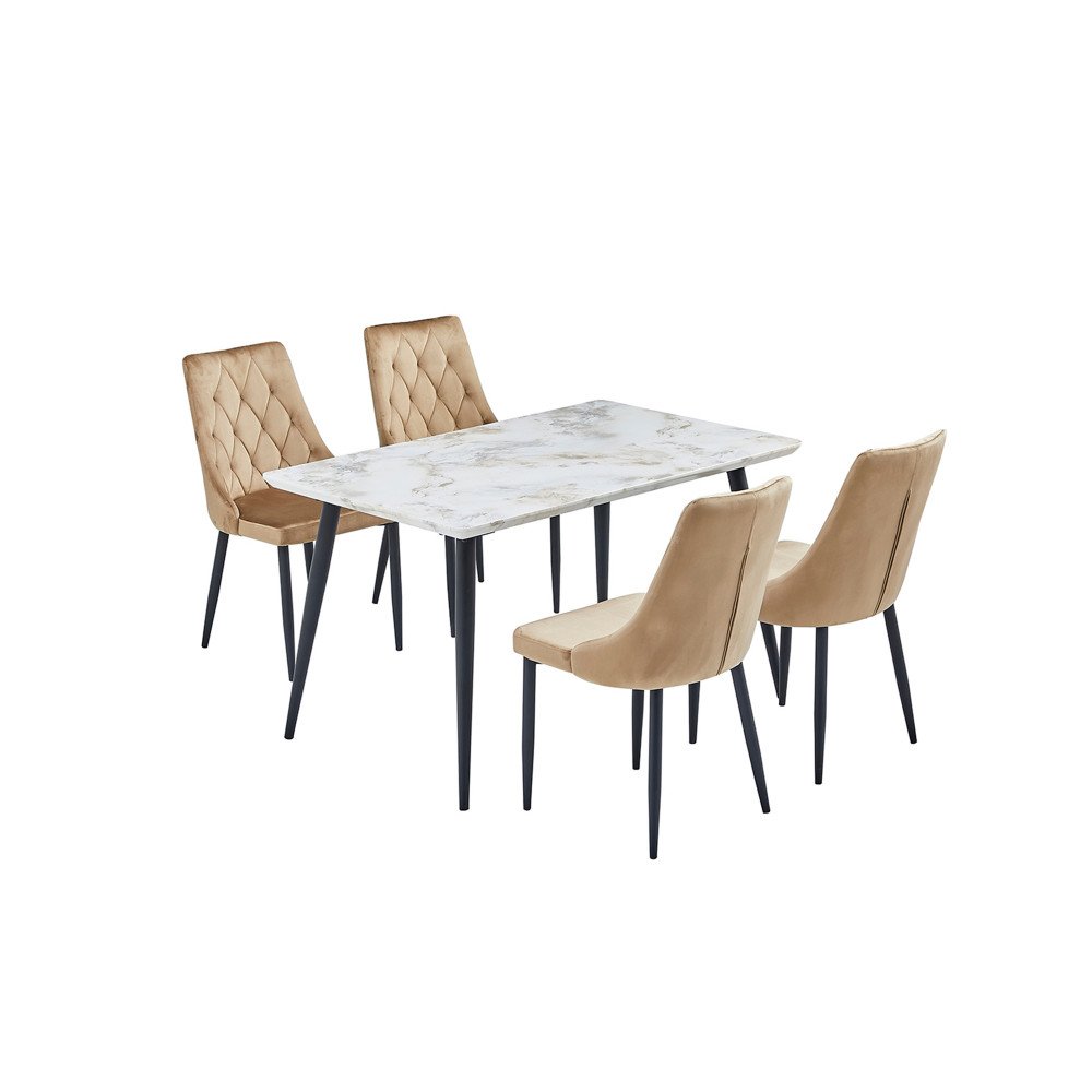 طاولة طعام خشب مع ارجل معدنية 4 كراسي