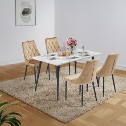 طاولة طعام خشب مع ارجل معدنية 4 كراسي طاولة طعام خشب مع ارجل معدنية 4 كراسي