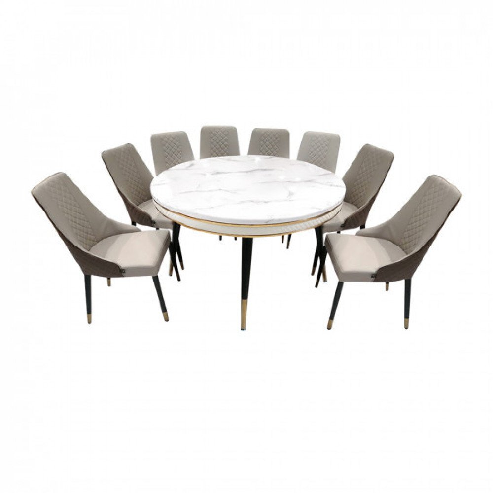 طاولة طعام رخام مع أرجل معدنية 8 كراسي طاولة طعام رخام مع أرجل معدنية 8 كراسي