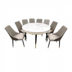 طاولة طعام رخام مع أرجل معدنية 8 كراسي طاولة طعام رخام مع أرجل معدنية 8 كراسي